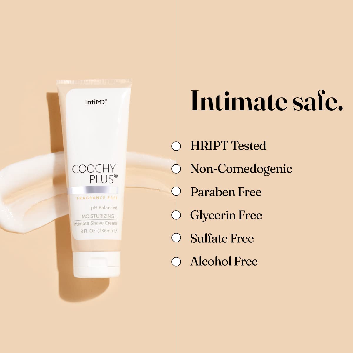 Coochy Plus Intimate Shaving Cream FRAGRANCE FREE For Pubic, Bikini Line, Armpit