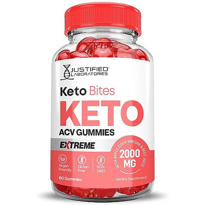 Keto Bites Keto ACV Gummies Extreme Formula 2000MG Vegan Non GMO with Pomegranate
