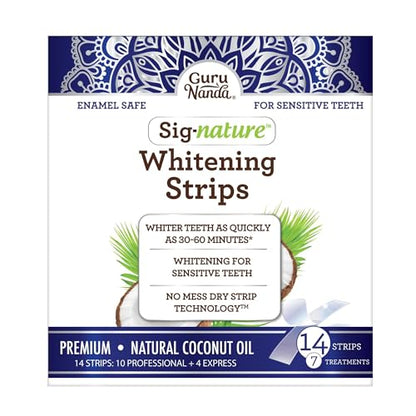 GuruNanda Teeth Whitening Strips - 7 Treatments with 14 Strips - Professional, Enamel-Safe