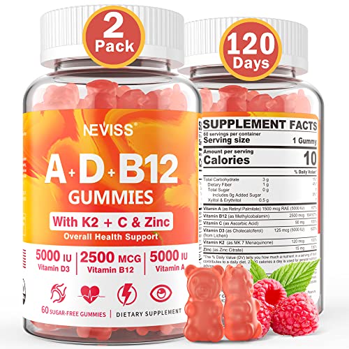 Sugar-Free Vitamin ADK + Vitamin B12 Gummies for Adults - B12 Vitamins 5000mcg 