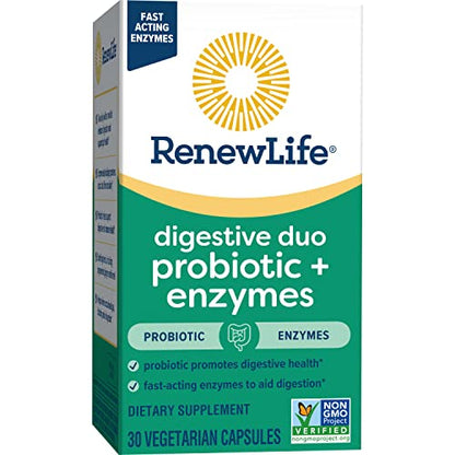 Renew Life Digestive Duo Probiotic + Enzymes; Probiotic Promotes Digestive Health
