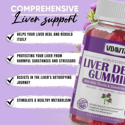 VIDAVITE Sugar-Free Liver Cleanse Detox & Repair Gummies — 1500mg Silymarin Milk