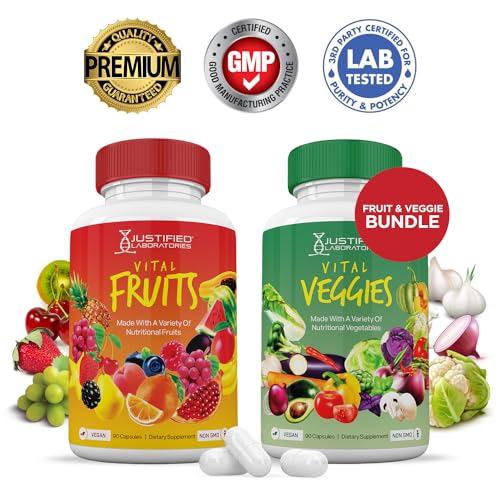 (Set of 2) Vital Fruits and Veggies Supplement Red & Green Superfoods Whole Food