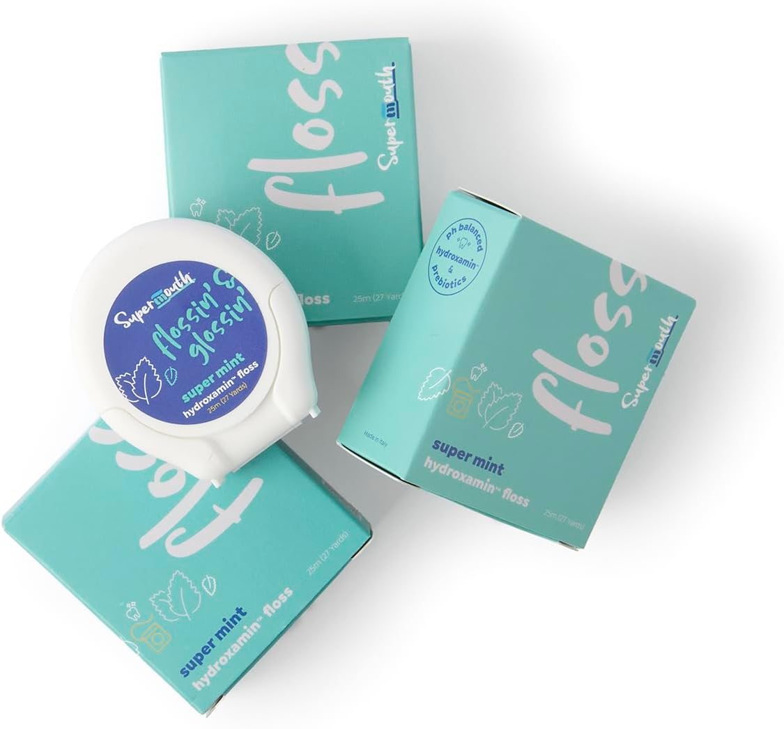 SuperMouth Nano Hydroxyapatite Floss, Fluoride Free, 3 Pack, Mint