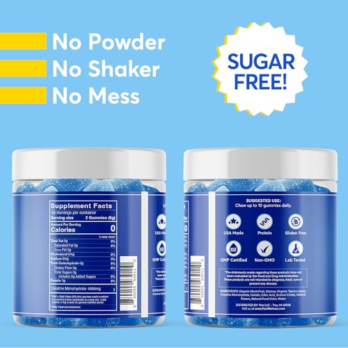 FIOR Sugar-Free Creatine Gummy - Best Creatine Monohydrate Chewable, 60 Count
