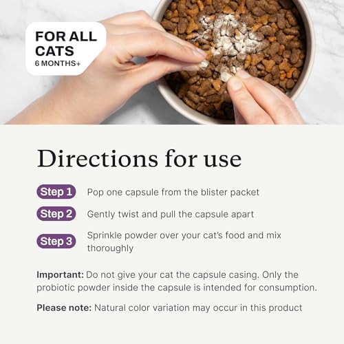 PetLab Co. Probiotics for Cats, Gut & Digestive Support, 30 Capsules | 6-strain blend with 2.1 billion CFUs and pumpkin prebiotic to support digestive function and healthy stool
