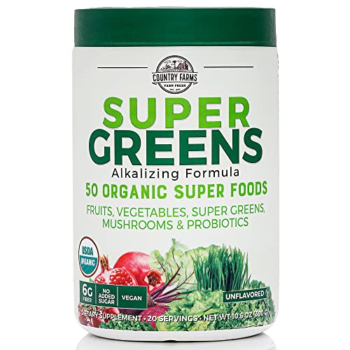 Country Farms Super Greens Natural Flavor, 50 Organic Super Foods, USDA Organic 