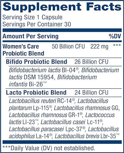 Renew Life Women's Probiotic Capsules, 50 Billion CFU Guaranteed, Supports Vaginal, Urinary