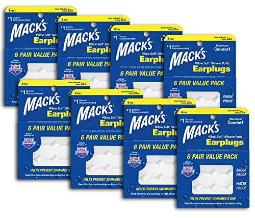 Mack's Pillow Soft Silicone Earplugs - 6 Pair (Pack of 8), Value Pack – The Original