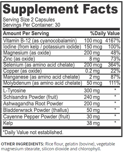 Research Labs Thyroid Support + Iodine Supplement - Energy, Metabolism, Focus