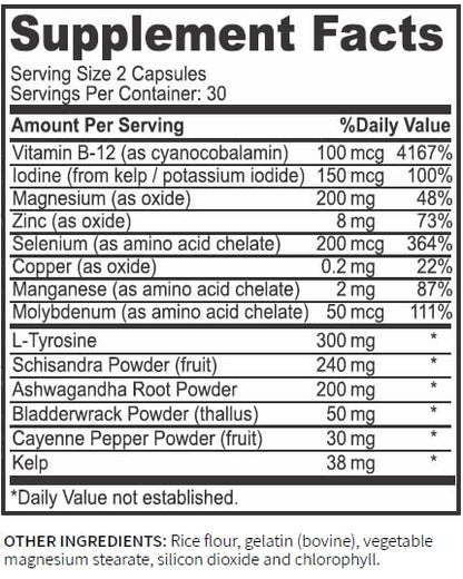 Research Labs Thyroid Support + Iodine Supplement - Energy, Metabolism, Focus