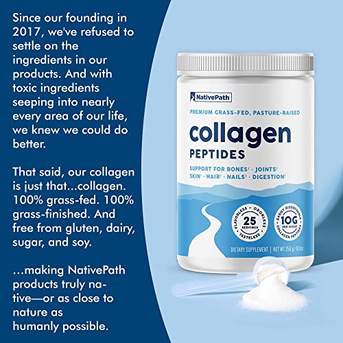 NativePath Collagen Peptides Protein - Hydrolyzed Type 1 & 3 Collagen Powder for Skin