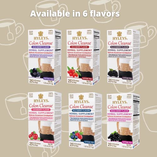 Hyleys Colon Cleanse Tea Acai Berry Flavor - 25 Tea Bags (12 Pack - 300 Tea Bags Total)
