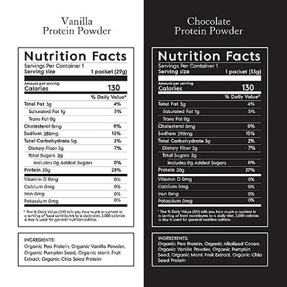 Truvani Organic Vegan Protein Powder Sample Pack - 20g of Plant Based Protein, Organic