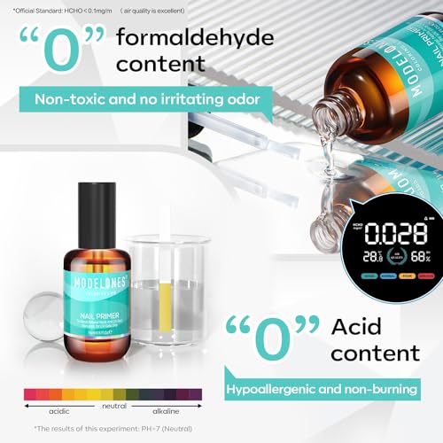 modelones Nail Dehydrator and Primer, Acid Free Natural Nail Prep Dehydrate & Bond Prime