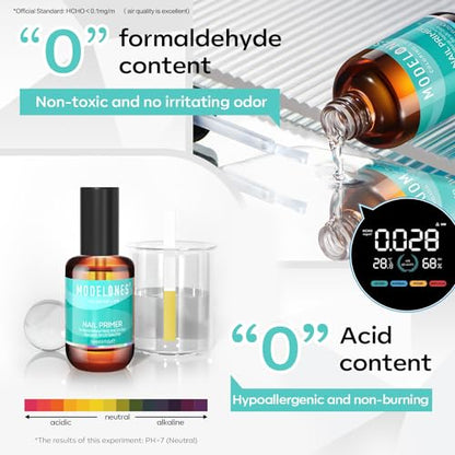 modelones Nail Dehydrator and Primer, Acid Free Natural Nail Prep Dehydrate & Bond Prime