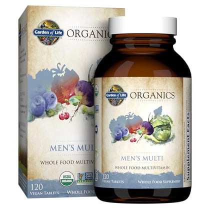 Garden of Life Organics Whole Food Multivitamin for Men, 120 Tablets, Vegan Mens Vitamin