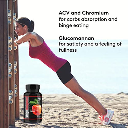 Youth & Tonic Natural Appetite Suppressant for Weight Loss / 1000 mg Apple Cider