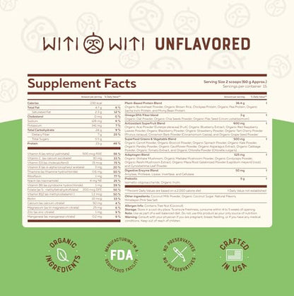WitiWiti Vegan Meal Replacement, Unflavored - Plant Based Protein Powder 23g