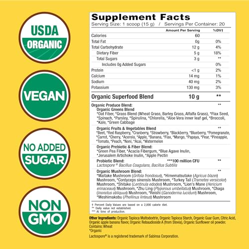 COUNTRY FARMS Super Greens Apple Banana Flavor, 50 Organic Super Foods