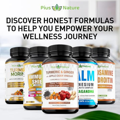 PIUS NATURE Turmeric Curcumin and Ginger with Apple Cider Vinegar, USDA Organic