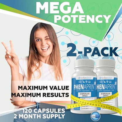 PhenAprin XR Maximum Strength Appetite Suppressant Diet Pills - 2-Pack, Metabolism Boosting