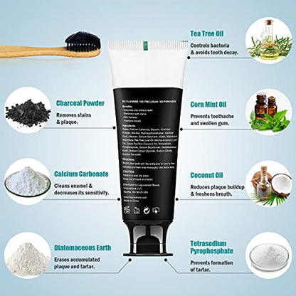 Whitening Charcoal Toothpaste for Sensitive Teeth, Enamel Repair and Cavity Protection