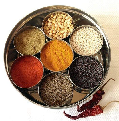 IndiaBigShop Stainless steel Spice box Kitchen Masala Dabba 7 Container Double Lid