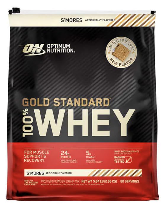 Optimum Nutrition Gold Standard 100% Whey Protein Powder, S'More Flavor, 5 Pound 