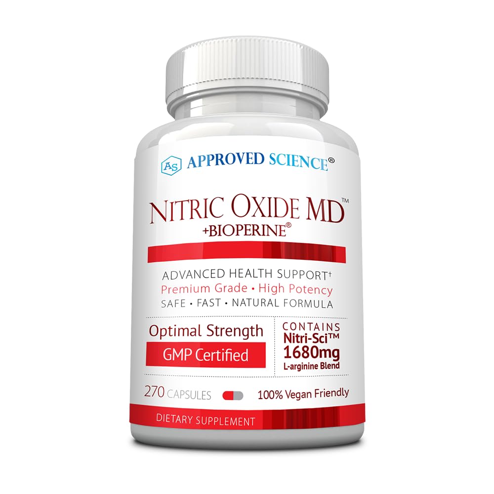 Approved Science Nitric Oxide MD - Muscle Development, Lean Body Mass, Improve Oxygen Supply, Boost Energy - 90 Capsules - 1 Bottle