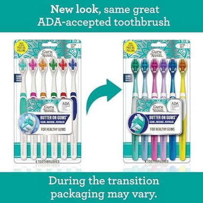 GuruNanda Butter On Gums Toothbrush, ADA Accepted, with 8000+ Ultra Soft Softex Bristles for Sensitive & Receding Gums, Perfect for Whiter Teeth, 8 Ct
