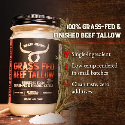 Beef Tallow for Cooking (14 oz) & Organic Beef Tallow for Skin - 4 OZ (Lavender)