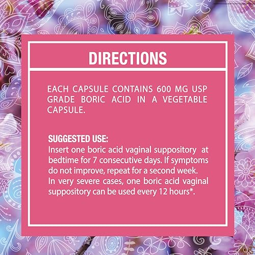 NewVue Boric Acid Vaginal Suppositories (600mg, 60 Count) Supports Vaginal pH Balance, Odor Control (USP Medical Grade Fine Powder, Easy Dissolve, Third Party Tested, Made in USA)