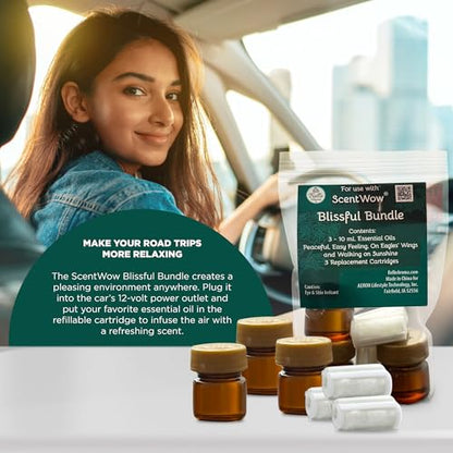 ScentWow® Aromatherapy Car Diffuser Refill Essential Oil Bundle with Three Refill Pads and 10ml Bottles