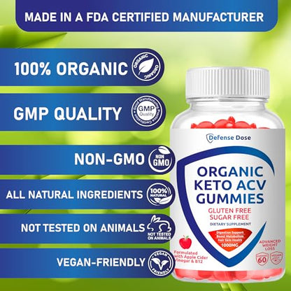 Organic Keto ACV Gummy Advanced Weight Loss - Gluten & Sugar Free Pro Active Rapid Belly