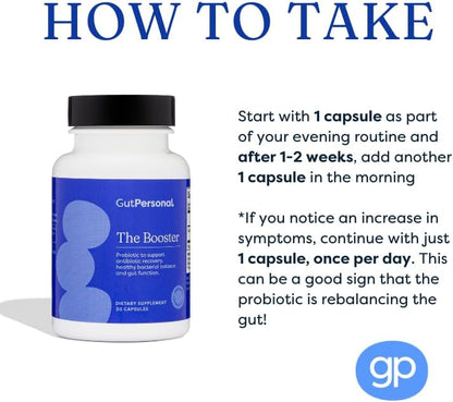 GutPersonal The Booster Targeted Probiotic for Gut Health: Support The Immune System with 5 Billion CFU Saccharomyces Boulardii, Capsules, 30 Servings