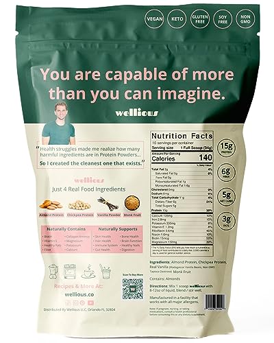 wellious – Clean Vegan Protein Powder – for Gut Health, Plant Based, Keto Friendly