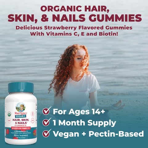 MaryRuth Organics Hair Skin and Nail | USDA Organic | Biotin Gummy with Vitamin C and E