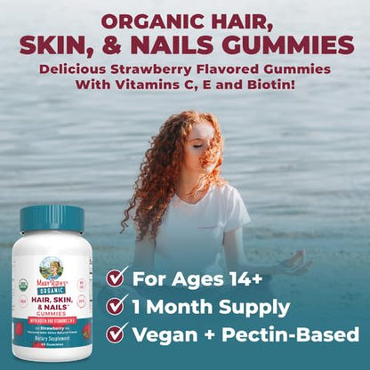 MaryRuth Organics Hair Skin and Nail | USDA Organic | Biotin Gummy with Vitamin C and E