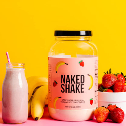 NAKED nutrition Naked Shake - Vegan Protein Powder, Strawberry Banana - Flavored Plant