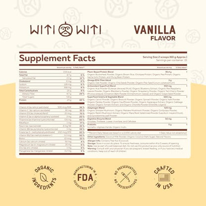 WitiWiti Vegan Meal Replacement, Vanilla - Plant Based Protein Powder 23g - Superfood