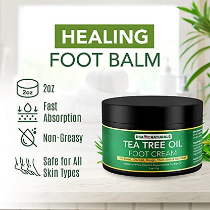 Tea Tree Oil Foot Cream For Dry Cracked Heels Repair - Natural Foot Cream For Dry Cracke