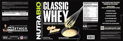 NutraBio Classic Whey Protein Powder- 25G Protein Per Scoop - Full-Spectrum Amino