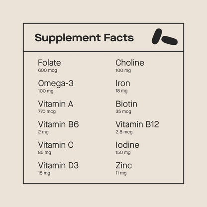 Modern Fertility Prenatal Multivitamin | Developed with OB-GYNs, Contains 12 Essential Nutrients
