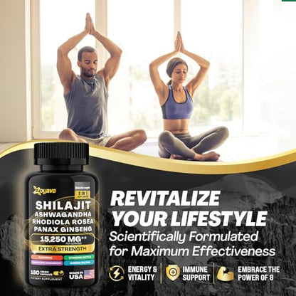 Zoyava Shilajit 9000MG Radiant Health Blend Ashwagandha 2000MG Rhodiola Rosea