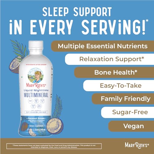 MaryRuth Organics Nighttime Liquid Multimineral Sleep Supplement, Sugar Free, Calm