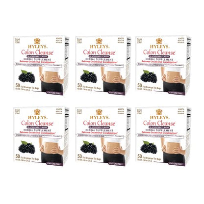 Hyleys Colon Cleanse Tea Blackberry Flavor - 50 Tea Bags (6 Pack - 300 Tea Bags Total)