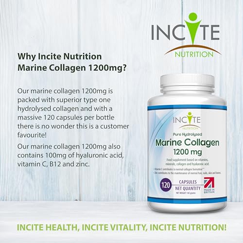 Marine Collagen 1200mg | 120 High Strength Collagen Capsules Hyaluronic Acid Supplements for Women & Men