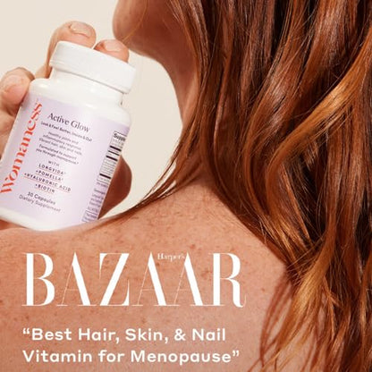 Womaness Active Glow Hair Skin and Nails Vitamins - Biotin, Longvida Curcumin & Hyaluronic Acid