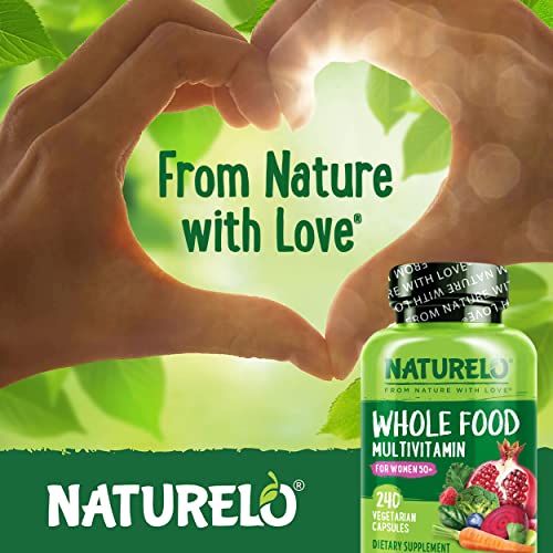 NATURELO Whole Food Multivitamin for Women 50+ (Iron Free) with Vitamins, Minerals